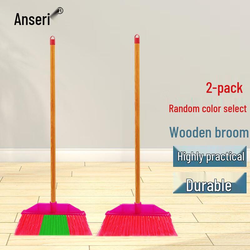 Anserui Wooden Handle Plastic Broom