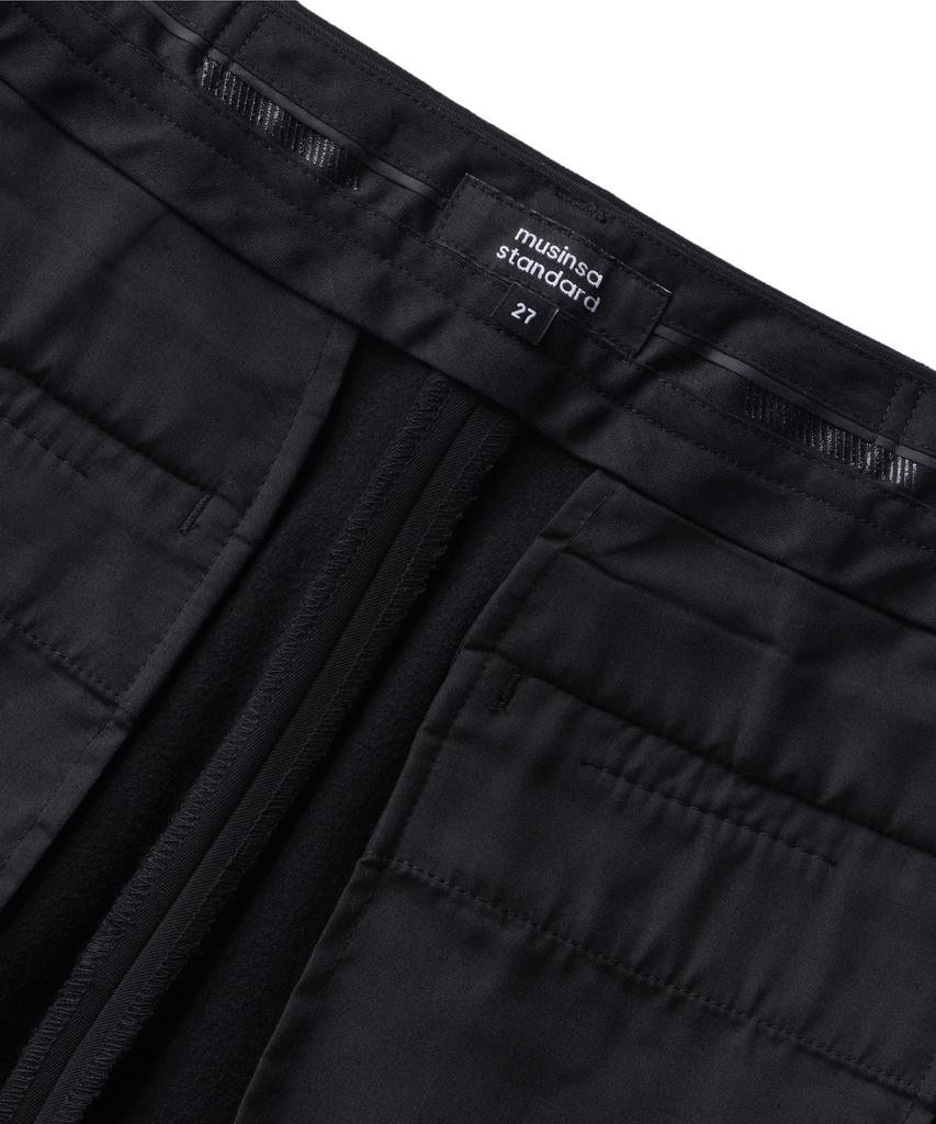 MUSINSA STANDARD WOMAN Women'S Heavyweight Fleece-Lined High-Waisted Wide Hidden Elastic Waist Slacks [Black]