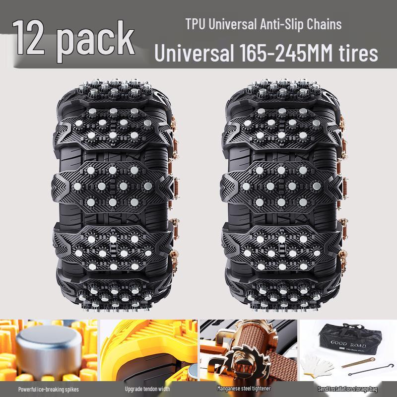 Universal Thickened Anti-Skid Ice-Breaking Tire Chains for Sedans & SUVs
