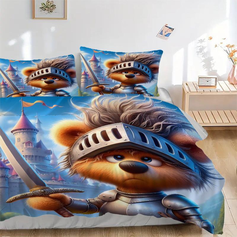 3pcs Anime Knight Bedding Set - Includes One Quilt Cover and Two Pillowcases (No Core) - Perfect for Bedroom and Guest Room Decoration, Fest