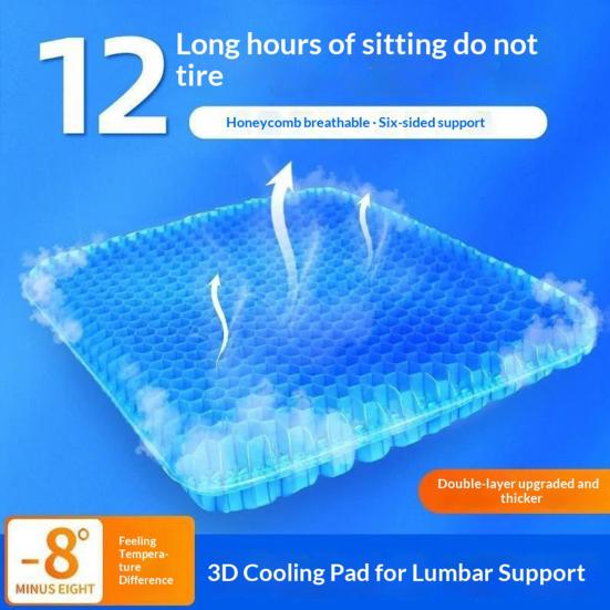 Summer Gel Seat Cushion, Thick Honeycomb Ice Cooling Pad for Pressure Pain Relief, Breathable Car Seat Office Chair Cooling Sitting Mat