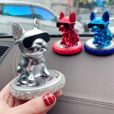 Car Ornament Swing Doll Metal French Bulldog With Solid Diamond Perfume Purified The Car Inside Air Condition Nice Car Gifts