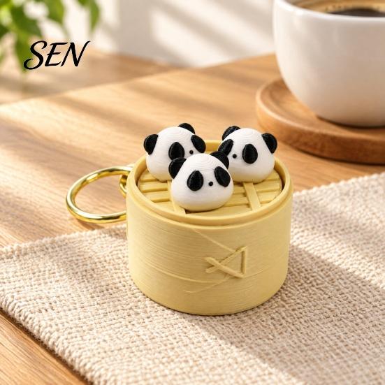 Unique Small Gifts for Friends 3D Printed Mini Animal Steamer Bun Keychain, Clicker Fidget Toy, Simulated Chinese Sensory Toys Anxiety Dim Sum