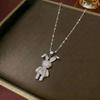 Women's Retro Zodiac Birthstone Moon Rabbit Necklace – Zircon Pendant for Valentine's & Qixi Festival