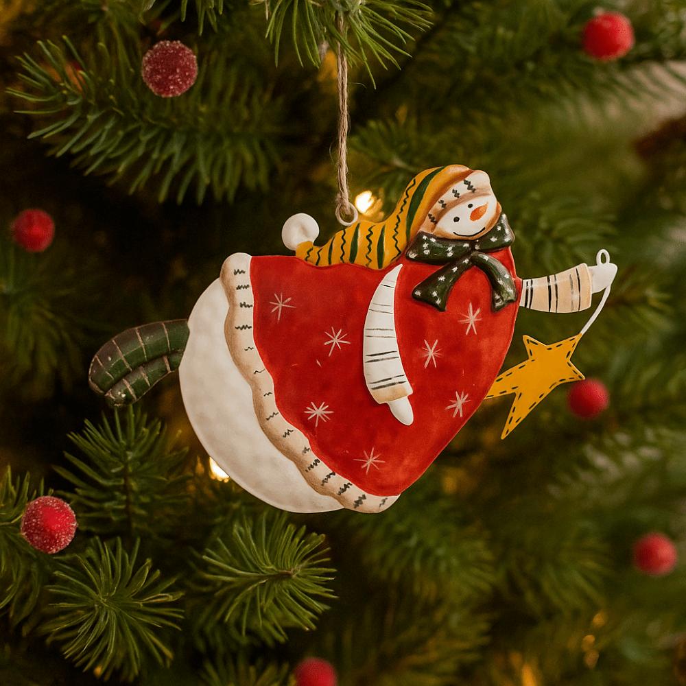 Cute Handmade Snowman Hanging Model Hanging Cartoon Xmas Ornament Iron with Lanyard Christmas Tree Decor Festival Decoration