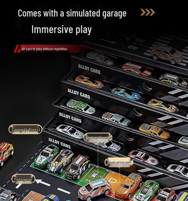 48-Piece Alloy Racing Toy Car Set with Storage Box - Perfect for Boys' Birthdays