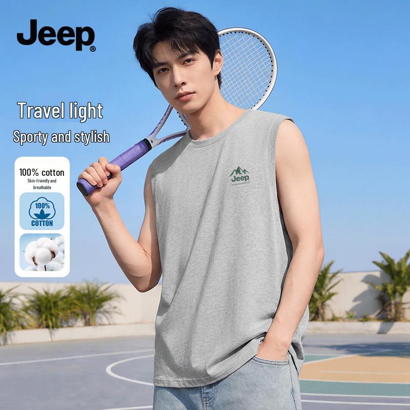 

JEEP Men s Heavyweight Cotton Sleeveless T-Shirt Vest 4XL