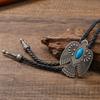 Men Bolo Tie Metal Eagle Bird Stone Cowboy Hat Western Necklace Costume Accessory