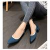 Spring and Summer New Women's Pointed Shiny Mesh Knitted Single Shoes Breathable Middle Heel Casual Shoes