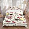 3pcs Dessert Design Hello Kitty Quilt Set Cartoon Themed Bed Quilt Set Lovely Character Bedroom Decor Bed Quilt Set Four Seasons (1 Cover + 2Pill