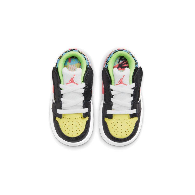 Air Jordan 1 Low TD Funky Patterns Baby Sneakers White Black Light-Fusion-Red DH5928-006