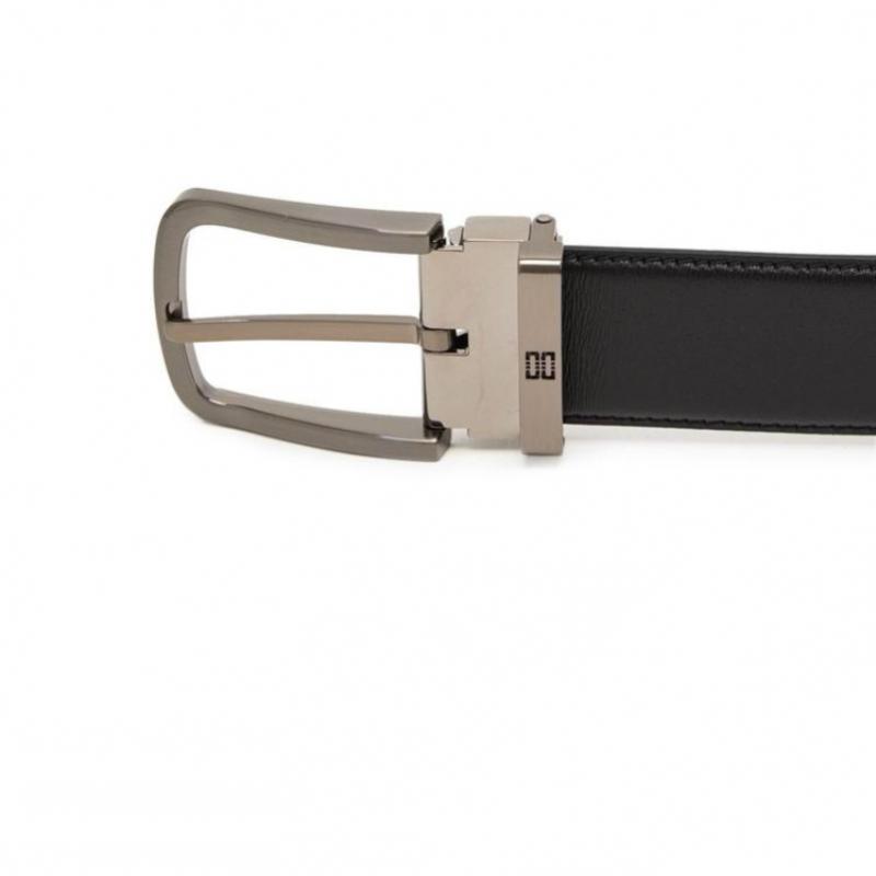 Daks Black Buckle Dd Logo Embossed Calfskin Belt Dbbe4f045bk