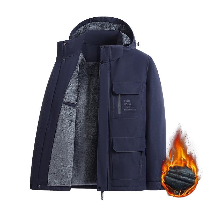 Outdoor Fleece Thickened Jacket Men's Fleece Thickened Warm Winter Single-layer Cold-proof Waterproof and Windproof New Model