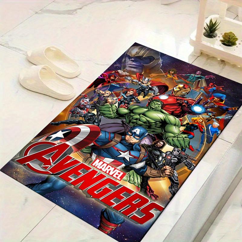 

1 шт. Килим з персонажами Marvel Avengers, Нековзкий килимок для підлоги, Дизайн з мультяшними персонажами, М який оксамит, Декор кімнати, Миючий 60cm by 90cm