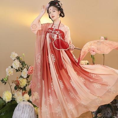 Chiński strój Hanfu w stylu dynastii Tang, codzienny damski komplet z wysokim stanem