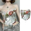 Sweet Floral Printing Backless Female Waist Corset Sleeveless Top Women Slimming Waistband Elasticity Corsets T-shirt