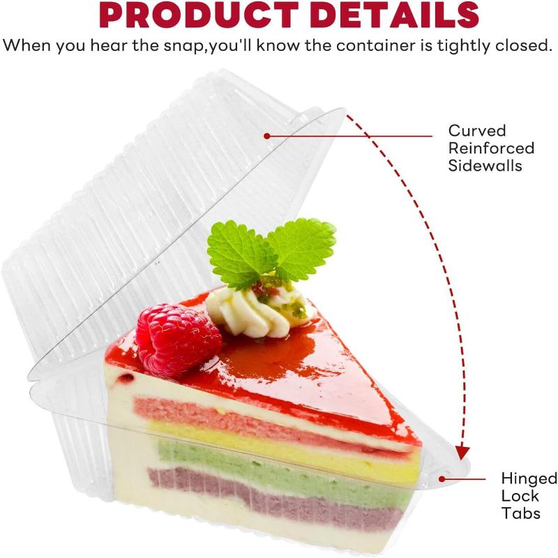 50/100Pcs Cake Slice Container Clear Triangle Dessert Box Reusable Food Packing Box Stackable Sandwich Holder For Fruit Cake