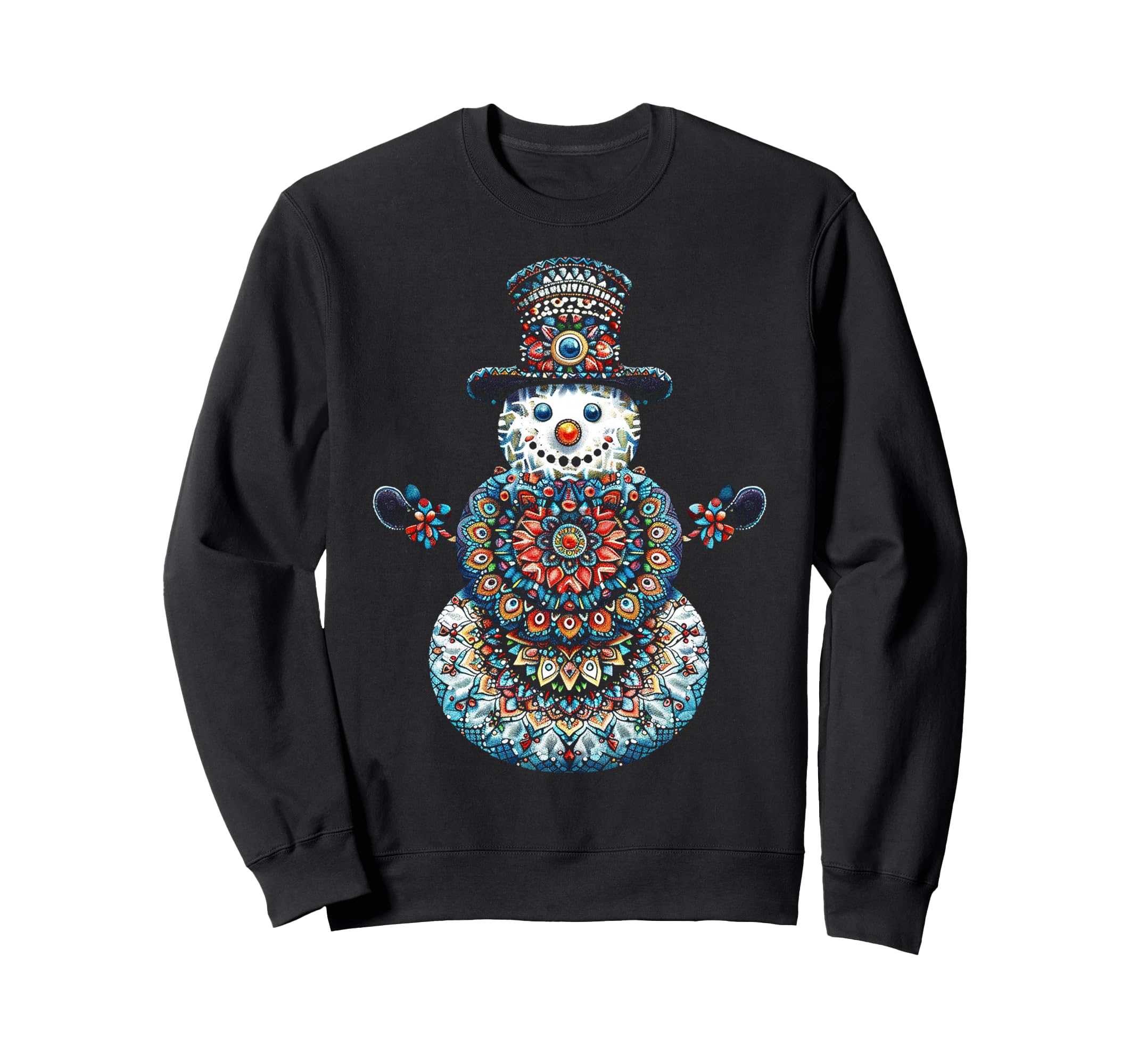 

Snowman Christmas motif art mandala snowman sweatshirt X-mas чорний