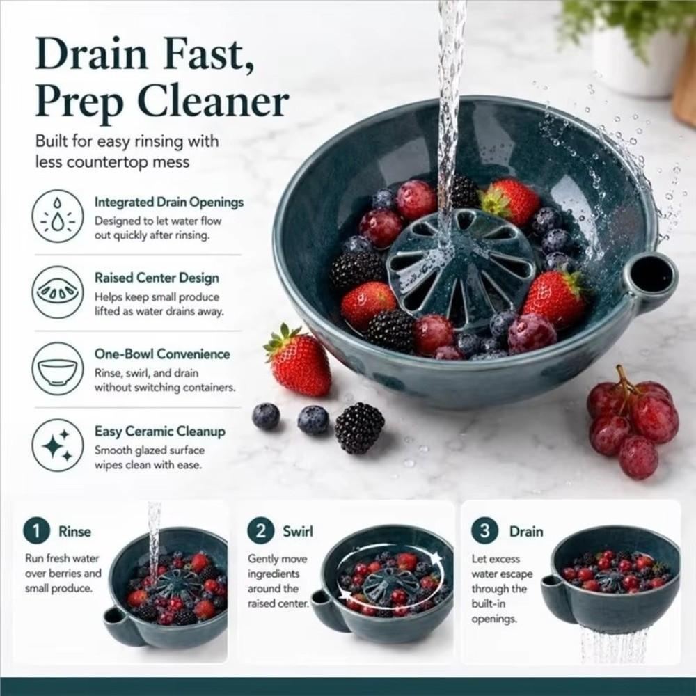 Self-spinning Fruit Washing Bowl Large Capacity Fruit Colander Vegetable Drainer Kitchenware