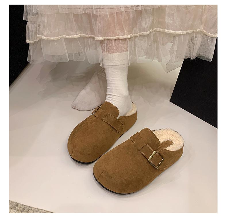 

Mao Mao slippers women s outer wear 2025 autumn and winter new thick-bottomed lazy one-pedal bag head casual cotton slippers half slippers 40 верблюд