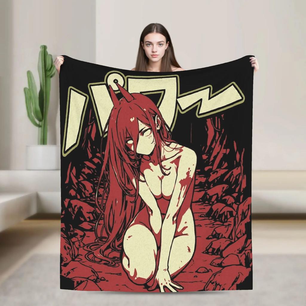 Chainsaw Man Anime Reze Plush Flannel Throw Blanket Soft Warm Bedspread for Living Room Students