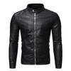 Motorcycle jacket jacket handsome leather jacket men's stand-up collar simple solid color leather jacket men's leather jacket