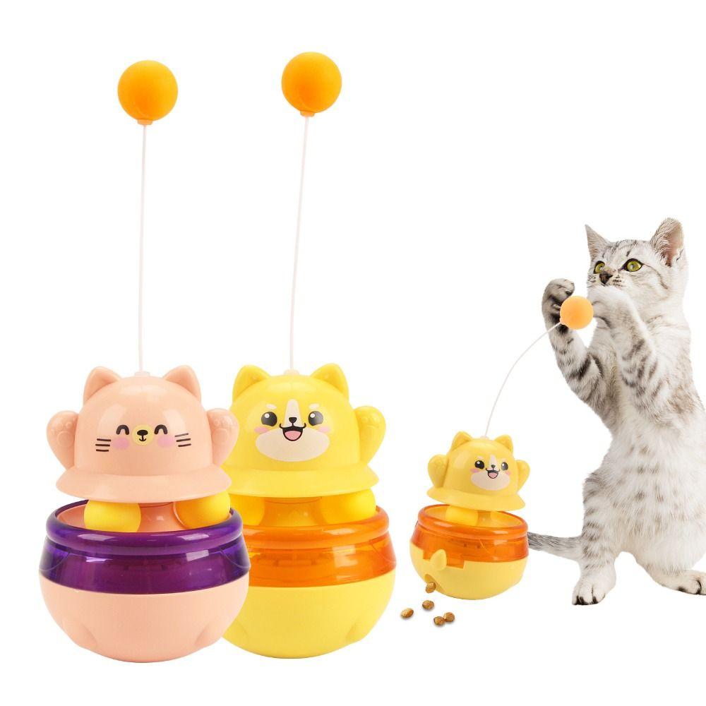 

Plastic Pet Tumbler Toys Cartoon Cat Track Balls Toy Cat Leakage Food Toys Entertain Itself жовтий