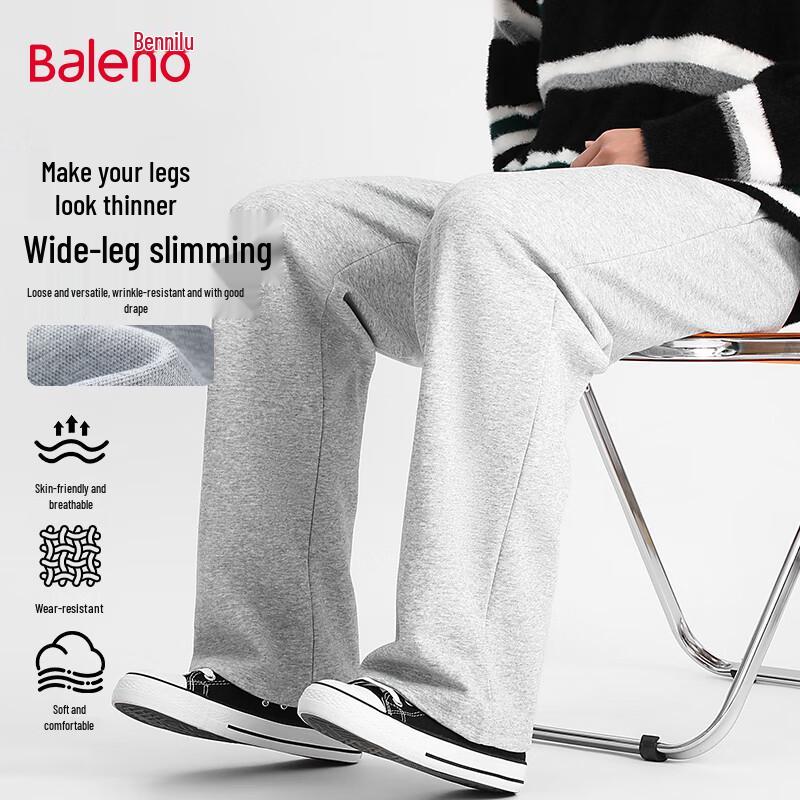 Baleno Men's Pique Cotton Wide-Leg Straight Trousers