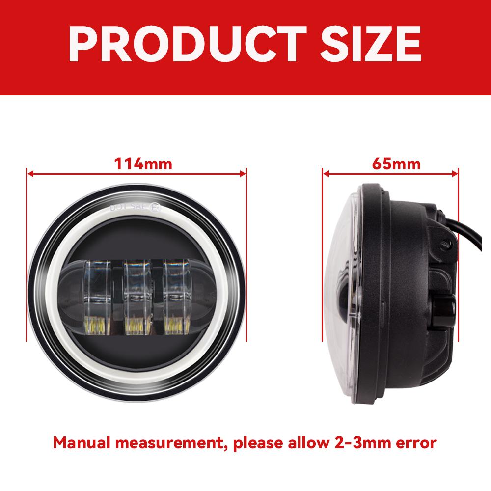 2pcs 4.5 Inch Motorcycle Led Fog Light DRL Led Fog Angel Eyes 30W Round Waterproof 4 1/2 Auxiliary Passing Lamp for Motorcycles