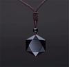 Black Obsidian Hexagram Star of David Lucky Amulet Love Natural Quartz Pendant Necklace Men Orgone Crystal Gems Jewelry