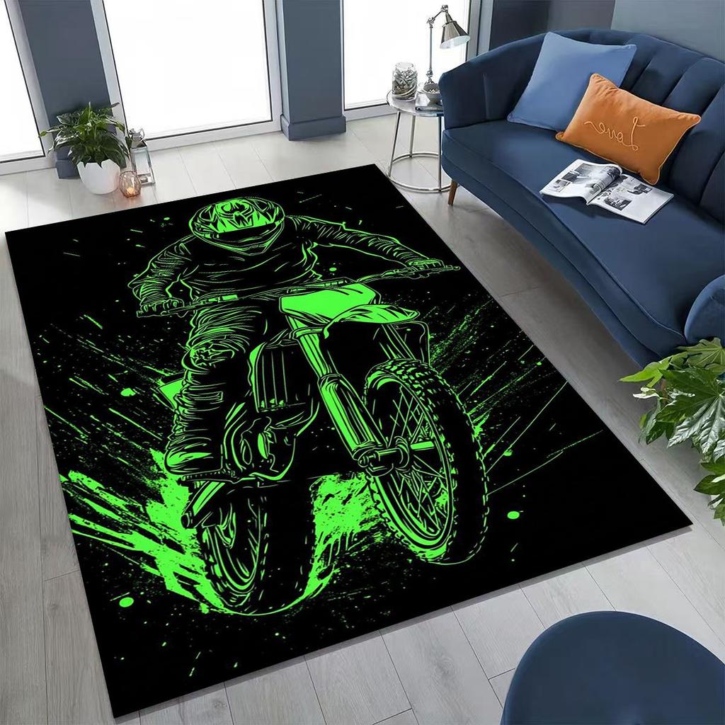 Alfombra Decorativa Personalizada para Motociclista, Motocicleta, Arte, para Dormitorio, Sala de Estar, Sofá, Felpudo de Entrada del Hogar, Alfombra de Piso Grande Antideslizante para Niños