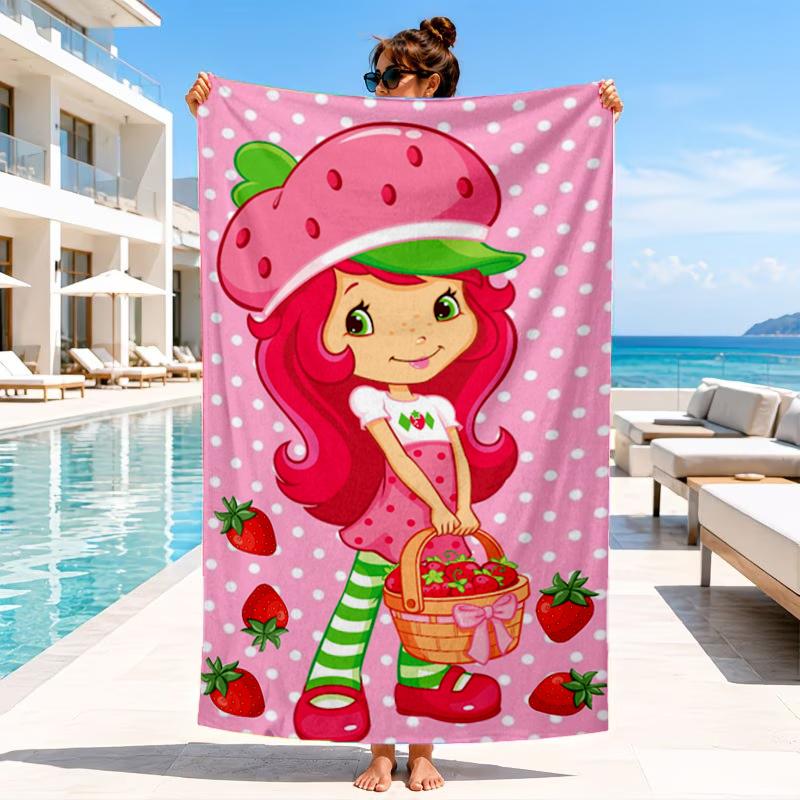 Erdbeer-Kätzchen Strandtuch, Mikrofaser-Strandtuch, Perfekt für Pool, Strand, Reisen, Heimdeko Strandparty Fan Geschenke