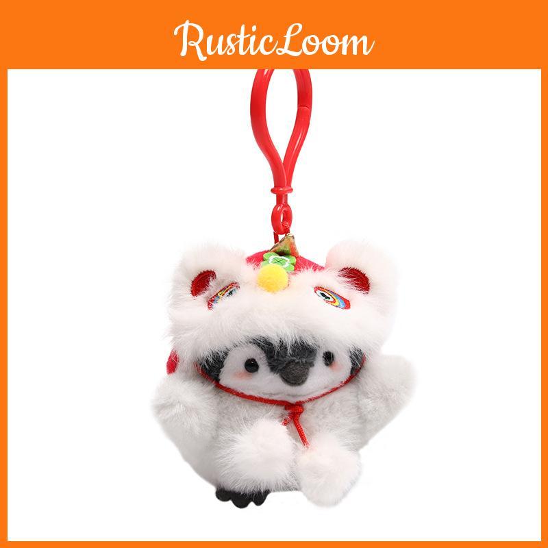 Penguin Plush Toy With Lion Dance Hanging Decor For New Year Celebrations