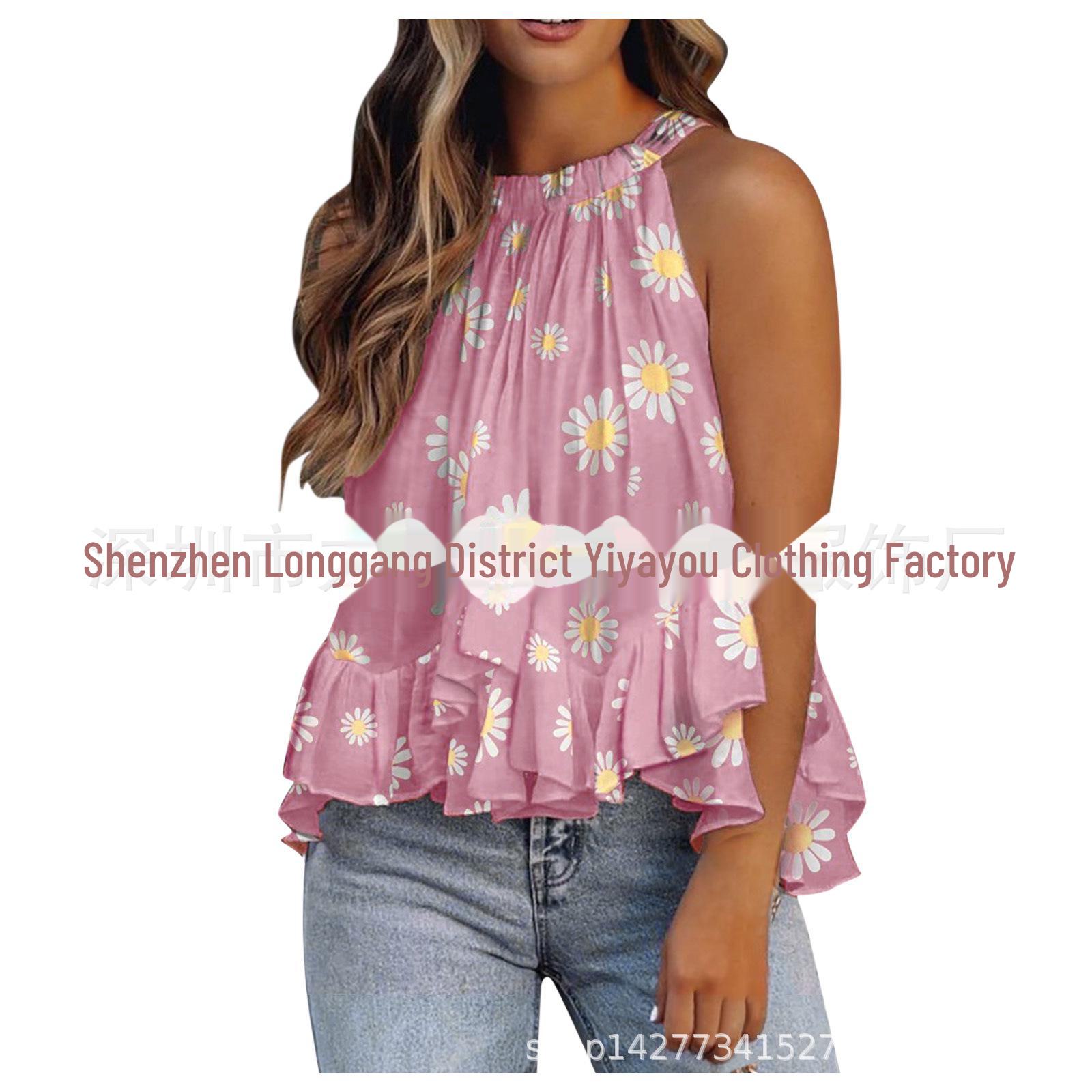 

Європейський і американський літній регульований жилет на шнурівці з принтом, 2023 Medium