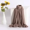 Women Scarf Shawl Winter Outdoor Bright Thin Soft Fabric Solid Color Breathable Versatile Accessory Elegant
