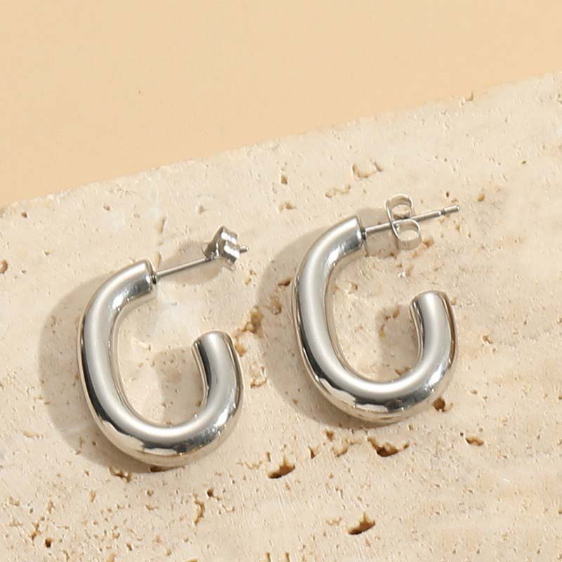 Punk Metal Double Oval Hoop Earrings for Women Girls Retro Gothic Gold Color Thick Round Geometric  Earrings Party Jewelry