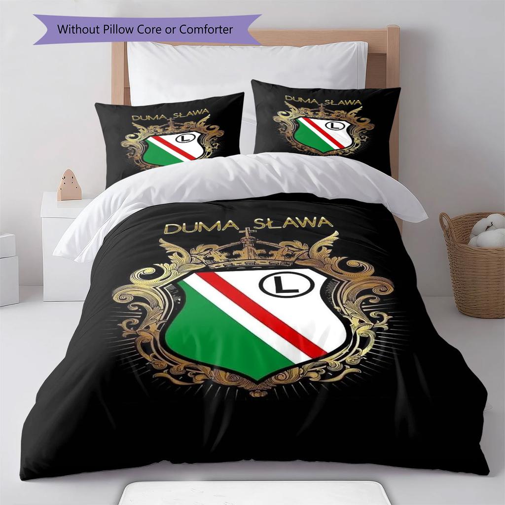 Legia Warszawa Pattern Bedding,Quilt Set Quilt Cover Pillowcase Home Birthday Gift(1 * duvet cover + 2 * pillowcase, without core)