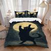 3Pcs Black Cat Moon Night Printed Bedding Set, Breathable And Soft,(Includes 1 Duvet Cover And 2 Pillowcases, Quilt Not Included) Yy250815179