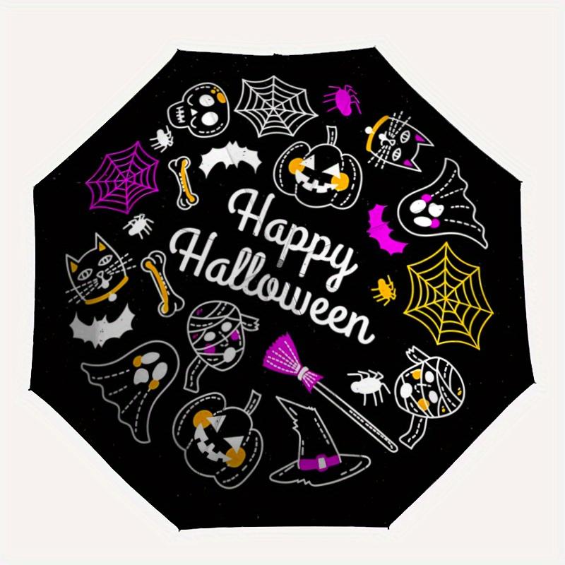 1pc Happy Halloween Theme Automatic Open/CloseUmbrella-CuteUmbrella with Cute Design, Portable 3-Fold Compact Umbrella for Men & Women, Vale