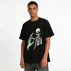 Halloween Skeleton Six Seven Print Casual Crew Neck T-Shirt Pure cotton T-shirt