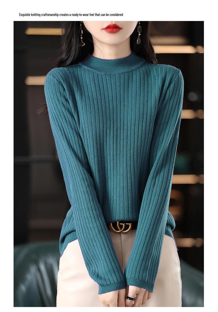 Women's High-Neck Slim-Fit Knit Sweater for Autumn/Winter - Versatile and Stylish