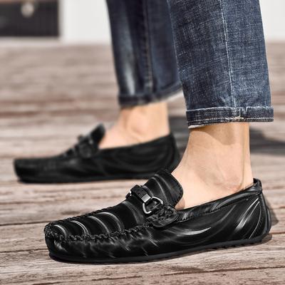 Flat Bottomed Men's Loafers Classic Casual Gentleman Style Office and Driving Lightweight Daily Office Adult Black Grey Shoes
