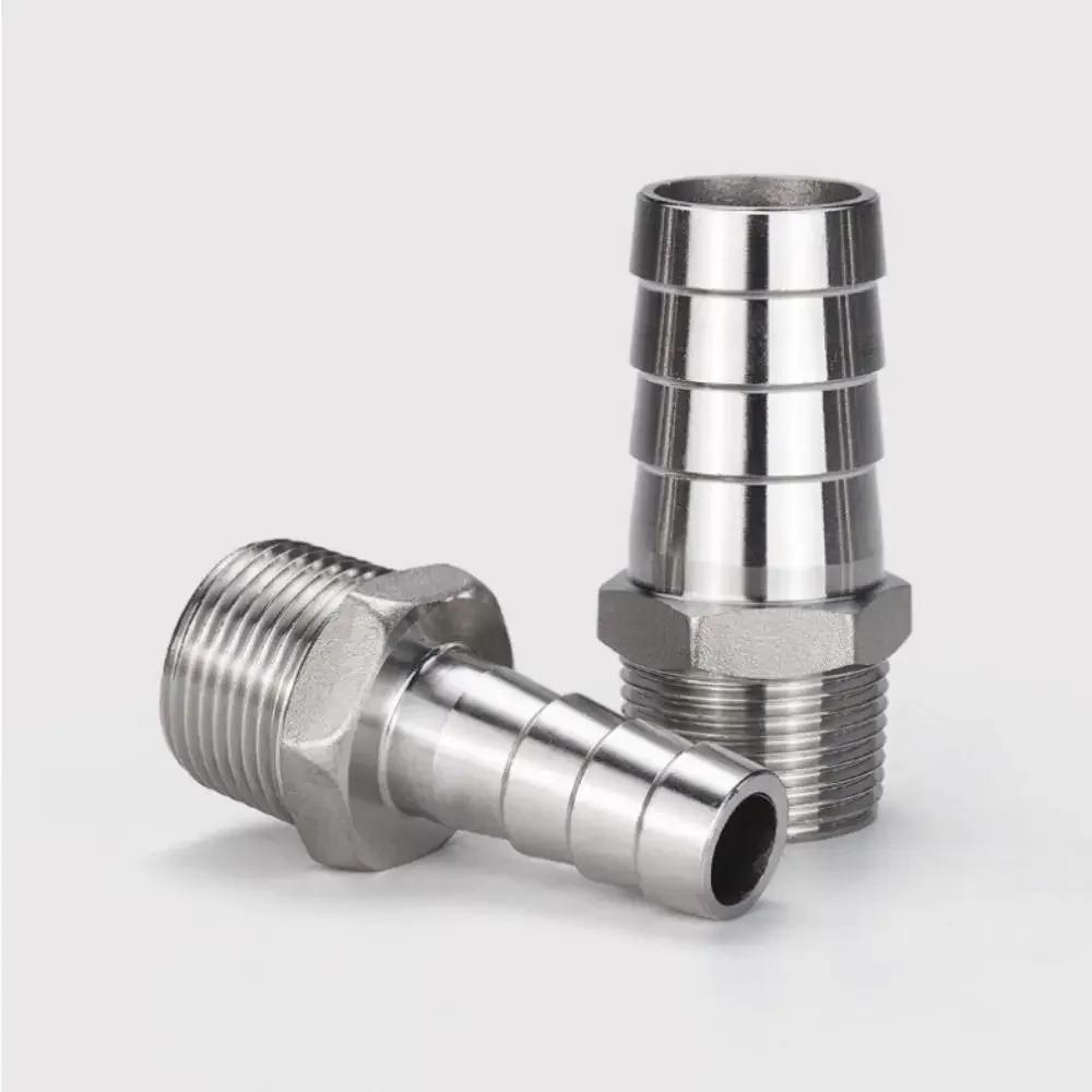 1Pcs Connector Adapter Pipe Joint 304 Stainless Steel BSPT Hose Connector 1/8" 3/8" 1/2" 1/4" Male Thread Pipe Fitting