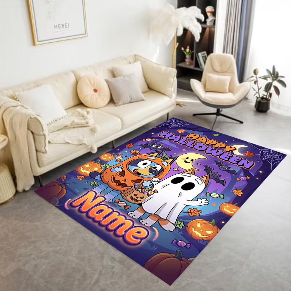 Halloween Costume Parade Customizable Name Floor Rug Office Rug Perfect for Kitchen Entryway Playrooms Study Room Anti-slip Rug Anime Office Decor