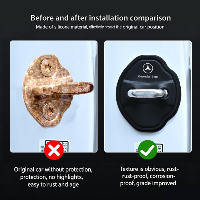 CRA1 for Mercedes Benz W203 W204 W205 4Pcs Silicone Door Lock Buckle Car Door Anti-collision Protective Cover