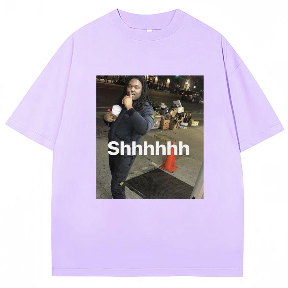 Lucki Shhhhh Funny Meme Print Tshirts Unisexs Womens Oversized Humor T Shirt 100 Cotton ONeck Casual T Shirts Streetwear Gifts