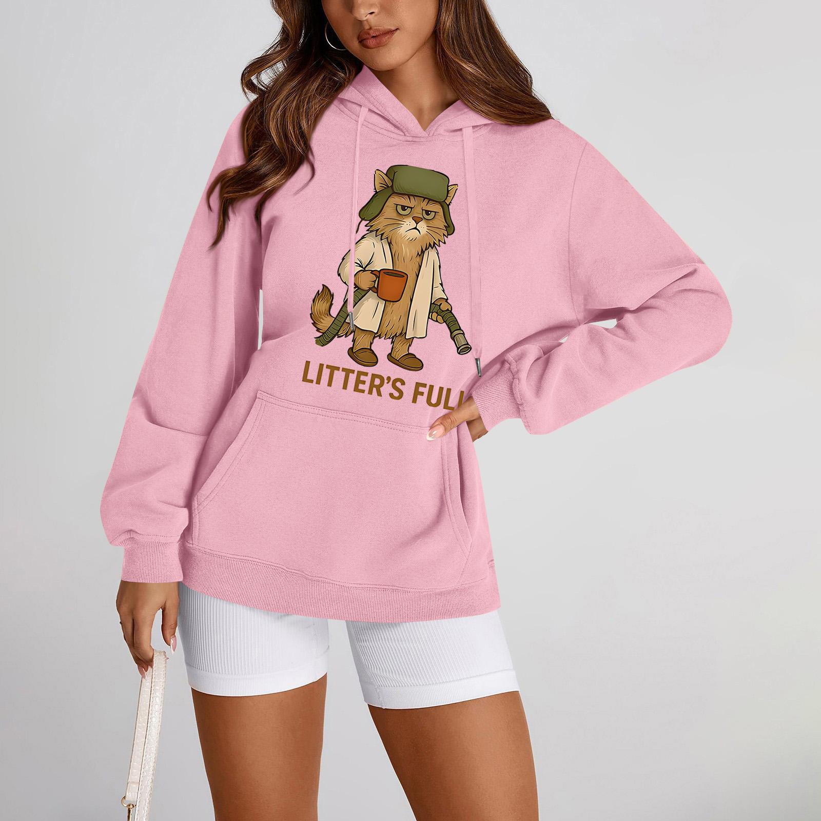 

Women s Hoodie Print Sweatshirt Pullover M розовый