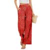 High Waist Wide Leg Pants for Women with Button and Pocket Design Loose Fit Floral Print Trousers for Daily Wear