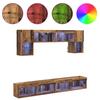 TV Wall Unit with LED 6 pcs Reclaimed Wood Composite
