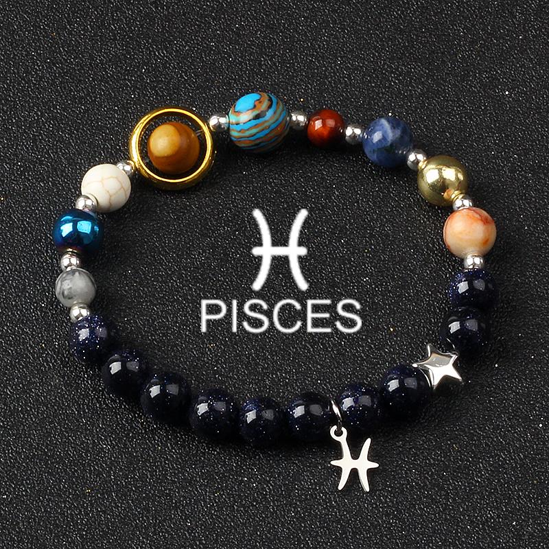 Solar System Galaxy Planets Bracelets for Women Women Zodiac Virgo Cancer Leo Libra 12 Constellation Charm Bracelet Jewelry Gift